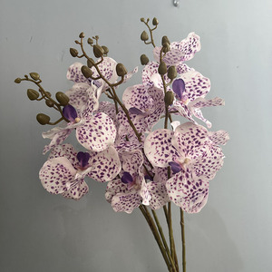 Fleurs d'orchidées artificielles réalistes à 3 têtes, faites à la main, toucher naturel, <span class=keywords><strong>Vanda</strong></span> pour la décoration de la maison et de mariage, pour la remise des diplômes et Noël - Product Image 5