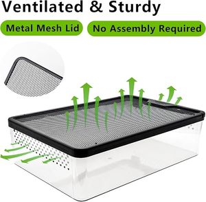 Terrarium Transparent Ventilé Anti-Évasion pour Reptiles et Amphibiens - Enclos d'Élevage et d'Habitat - Product Image 5