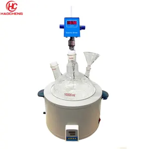 10L 20L 50L Simple glass reactor with overhead stirrer round boiling flask and heating mantle