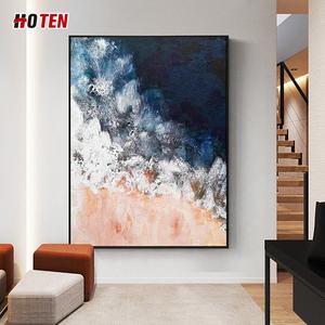 Grande peinture <span class=keywords><strong>à</strong></span> l'huile abstraite peinte <span class=keywords><strong>à</strong></span> la main avec feuille d'or, paysage marin pour la décoration du salon, décoration d'hôtel, support sur toile - Product Image 4