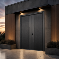 Porte de sécurité à double battant en acier inoxydable avec barre de traction carrée pour entrée arrière de villa et d'hôtel