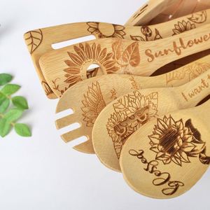 Cuillère en bois de bambou grande taille, personnalisée avec logo gravé au laser - Product Image 4