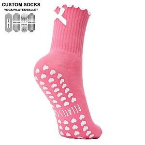 2025 Hot Sale Custom Logo Ruffle Yoga <b>Socks</b> <b>Women</b> High Quality Anti Slip Fuzzy <b>Compression</b> Cotton Grip Pilates Sport - Product Image 1