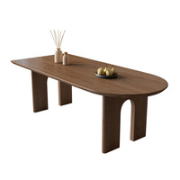 Îlot rectangulaire asymétrique intégré Table à manger moderne en bois massif Chaise de bureau semi-circulaire/ovale pour la maison Fixation murale