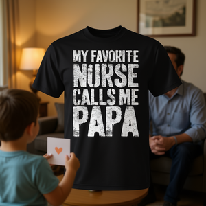 Camiseta del Día del Padre con la frase: Mi enfermera favorita me llama papá - Product Image 3