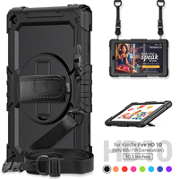Étui étanche résistant aux chocs avec sangle de main, sangle d'épaule, béquille pour Amazon Fire HD 10 avec protection d'écran