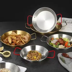 Peralatan Dapur Hotel Komersial Stainless Steel Seafood Paella Pan Untuk Memasak, Wajan Anti Lengket