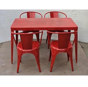Table à manger carrée en métal 4 places, table en fer colorée pour l'extérieur, patio, café et restaurant - Product Image 3