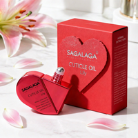 SAGALAGA 20ml Roll-on Huile pour Ongles en Forme de Cœur Huile de Jojoba pour Réparation des Cuticules Sèches Huile pour Cuticules Parfumée Sérum Soin des Ongles Marque Privée