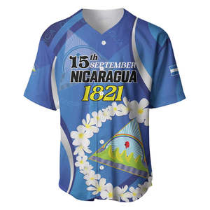 Camiseta de Béisbol Personalizada del Día de la Independencia de <span class=keywords><strong>Nicaragua</strong></span> 1821, con Estampado Floral de Plumeria y la Bandera de <span class=keywords><strong>Nicaragua</strong></span>, Manga Corta, Informal - Product Image 2