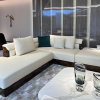 Canapé d'angle en cuir véritable de grande taille pour villa italienne de luxe haut de gamme, ensemble design Xiaohongshu