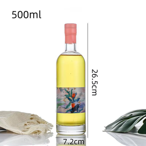 500ml 750ml Botella de vidrio de licor 700ml Whisky redondo Gin Ron Tequila Vino blanco Jengibre Jugo Botellas de bebidas alcohólicas - Product Image 1