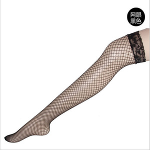 <b>Fishnet</b> Stockings Thigh High Black Lace Trim Women's Transparent Sexy Lingerie Stockings - Product Image 2