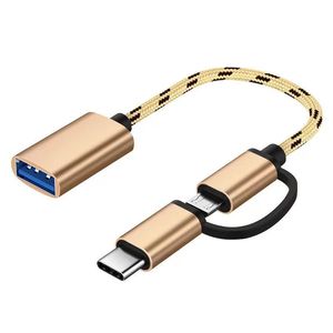 In Nylon treccia Micro/tipo <span class=keywords><strong>C</strong></span> <span class=keywords><strong>2</strong></span> in 1 adattatore USB <span class=keywords><strong>2</strong></span>.0 OTG cavo adattatore di sincronizzazione dati cavo per il connettore della tastiera del Mouse del cellulare - Product Image 1