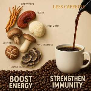 Poudre de café bio aux champignons Lion's Mane et Reishi, personnalisée OEM, marque privée, pour l'énergie, le système immunitaire, la mémoire et le sommeil chez l'adulte - Product Image 3