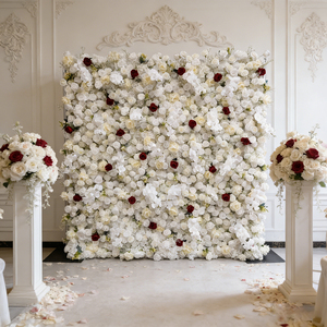 Mur de fleurs artificielles en soie 5D/3D luxueux, magnifique et réaliste pour mariages, fêtes, décoration intérieure et rentrée scolaire - Product Image 1