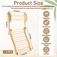 2 pièces : Repose-dos de sauna réglable en bambou avec coussin cervical ajustable et patins antidérapants en caoutchouc
