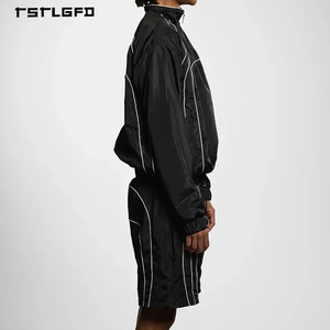 Custom Manufacturers Nylon <b>Men's</b> <b>Summer</b> Windbreaker <b>Jacket</b> and Waterproof Short Set Lightweight Streetwear Plaid Boxy Tracksuit - Product Image 2