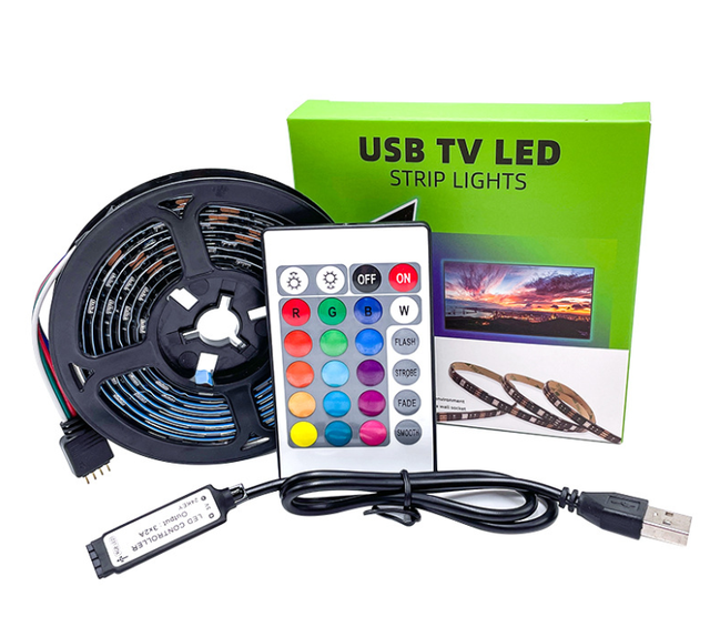 USB LED Strip Smart 30LED SMD5050 1m RGB Customizable Landscape TV Background Tape RoHS CRI 82 IP33 Dimmable CE Certified