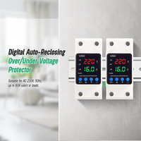 Protecteur de surtension et de sous-tension multifonction 2P 40A 63A 80A 220V 230V Réinitialisation automatique réglable Rail DIN Double affichage LED