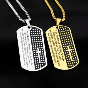 Crusader Brand Stainless Steel Necklace Simple Cross Pendant European American Dog Tags Engagement Chain Necklace For Men