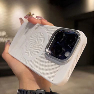 Case di lusso Ultra-sottile griglia di dissipazione del calore custodia magnetica opaca per <span class=keywords><strong>iPhone</strong></span> 16 <span class=keywords><strong>11</strong></span> Pro Max <span class=keywords><strong>Cover</strong></span> in acciaio duro per <span class=keywords><strong>iPhone</strong></span> 15 Pro PC - Product Image 3