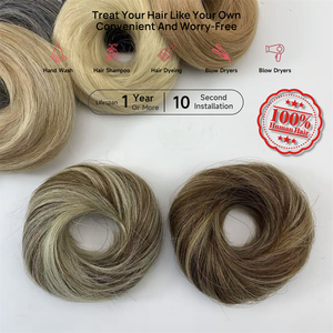 Extensions capillaires en gros de style populaire, postiche en cheveux naturels, <span class=keywords><strong>chignon</strong></span> blond en forme de donut, <span class=keywords><strong>chignon</strong></span> en cheveux naturels, accessoires d'extension de queue de cheval, <span class=keywords><strong>chignon</strong></span> - Product Image 3