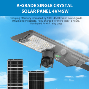 2025 mới CCTV Camera xoay IP65 không thấm nước 6500K 7500k 300W 500W LiFePO4 Pin ABS tất cả trong một LED năng lượng mặt trời ánh sáng đường phố - Product Image 4