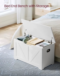 <span class=keywords><strong>Coffre</strong></span> de rangement en bois 15.7x31.5x18.1 pouces <span class=keywords><strong>Style</strong></span> ferme 2 charnières de sécurité banc de rangement pour entrée chambre salon - Product Image 5