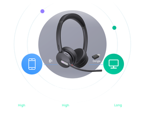 Casque sans fil hybride <span class=keywords><strong>DECT</strong></span>+ 5.2 à double mode Yealink WH64 Base Free <span class=keywords><strong>DECT</strong></span> - Product Image 4