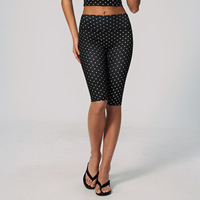Leggings Capri en Polyester Spandex Imprimé à Pois pour Femme, Taille Haute, Effet Push-Up, Drapé, Sculptant 3D, Pantalon de Yoga Court Sportif