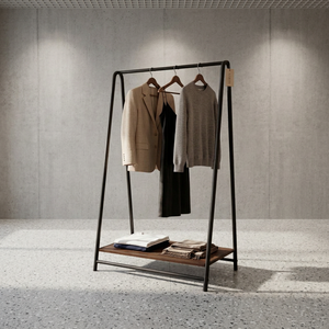Perchero Metálico Minimalista con Estante de Madera, Diseño Rectangular para Almacenamiento en el Dormitorio, Lumetal Vietnam - Product Image 2