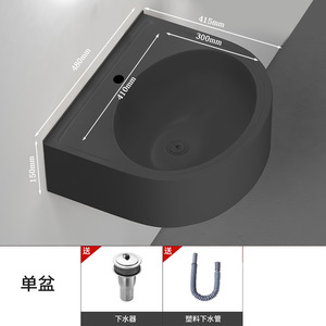 Lavabo mural semi-circulaire moderne en acier inoxydable pour salle de bain, gain de place, petit lavabo de salle de bain - Product Image 2
