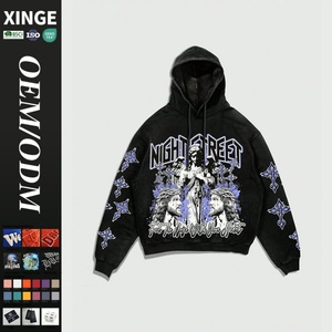 Sweat à capuche oversize pour homme, coupe ample, en molleton épais 400 g/m², avec impression graphique DTG personnalisée - Product Image 1