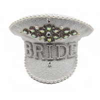 Chapeau chic à sequins avec lettres, perles et dentelle pour enterrement de vie de jeune fille, fête prénuptiale et festival Burning Man