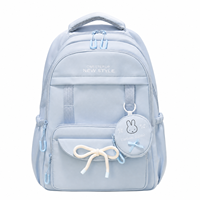Sac à dos scolaire imperméable pour enfants, motif nœud en corde, pochette à monnaie, sac à dos étudiant lapin, sac d'école pour enfant résistant à l'eau