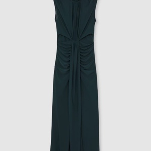 Vestido Maxi Bohemio 100% Algodón en Verde Azulado, Cintura Elástica con Volantes, Cuello Cuadrado, Estilo Casual de Verano, Patrón Tejido con Parches - Product Image 2
