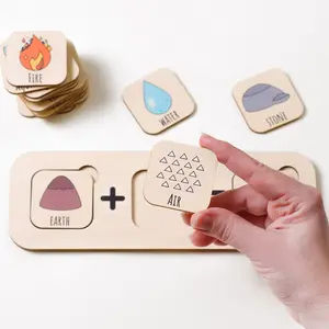 Customized Factory Direct Sales Wooden Block Puzzle Game Educational Flash Cards/Cognitive Cards Toddler Toys For Kids Boy Girl