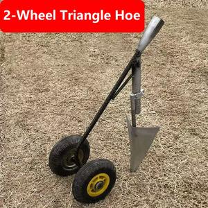 Outil de désherbage d'herbe de jardin en acier au carbone Houe de creusement de sol en métal forgé Agriculture Ferme Charrue <span class=keywords><strong>à</strong></span> main 2 roues 3 en 1 Houe agricole - Product Image 4