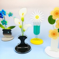 NASNAK Transparenter Cartoon-Blumen-PP-Clip-Ständer, Phalaenopsis-Glockenblume, Einfacher Wind-Acryl-Schreibtisch-Notizclip, Großhandel