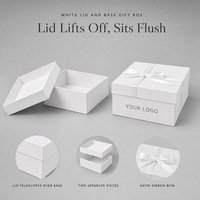 Boîte cadeau rigide blanche personnalisée en gros, en deux parties, avec couvercle télescopique et ruban en satin pour emballage de mariage nuptial