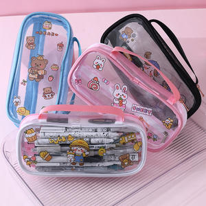 Étui à crayons portable, étanche, en PVC transparent, mignon, pour le rangement des fournitures scolaires - Product Image 2