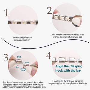 Set Braccialetto a Maglie Componibili Italiane all'Ingrosso con Gemme Assortite Fai da Te in Acciaio Inossidabile Dorato - Product Image 2