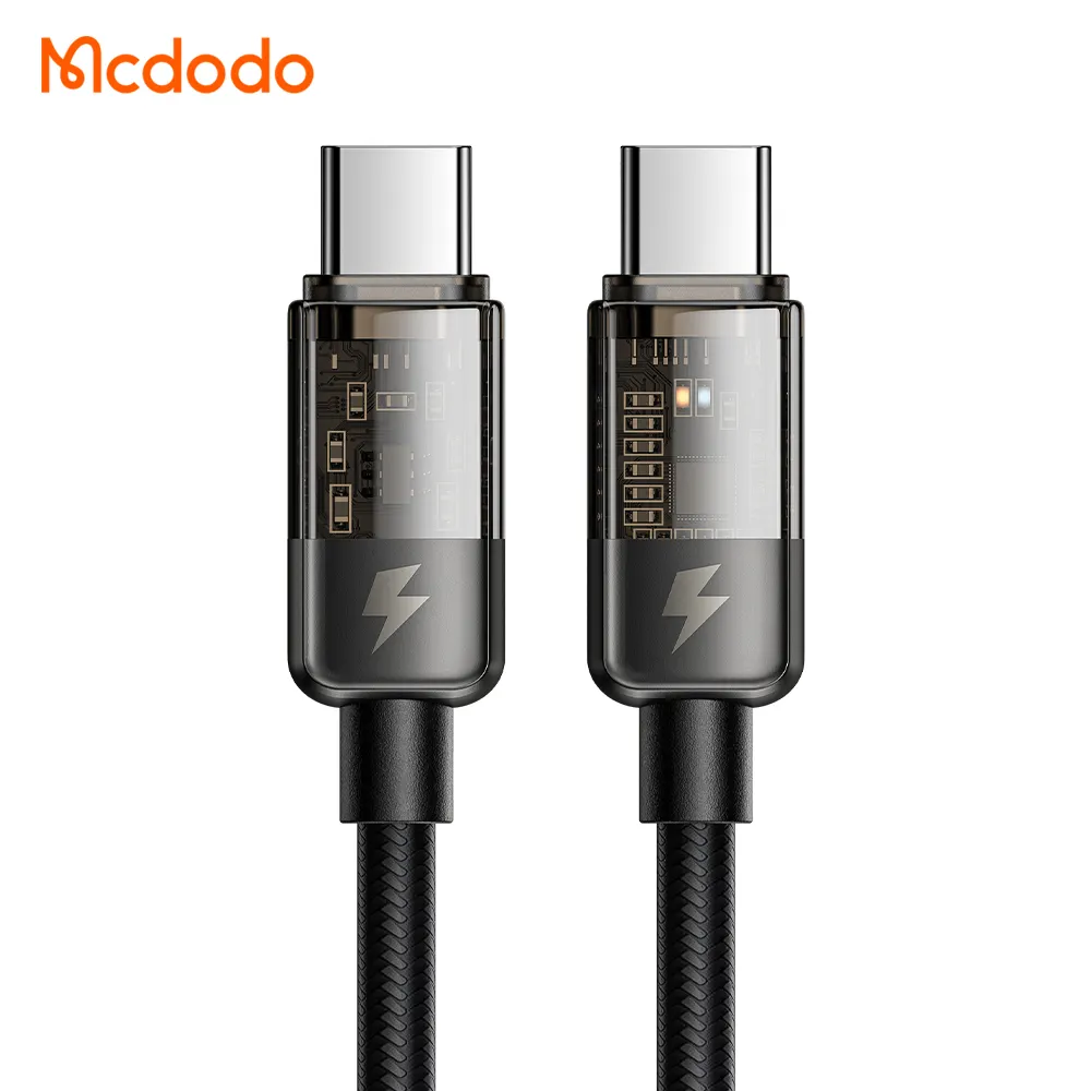 Инновационный прозрачный кабель 100 Вт USB C к C с чипом E-mark, Автоматическое отключение питания, 1,2 м, 1,8 м, 5 А, Сверхбыстрая зарядка, шнур USB C