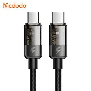Câble USB C à C Transparent 100W innovant avec puce e-mark mise hors tension automatique 1.2M 1.8 mètre 5A Charge Super rapide cordon USB C