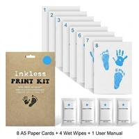 Kit d'empreintes de mains et de pattes pour bébés et animaux de compagnie, sans encre, écologique, avec cadre miroir et logo personnalisé, pour la liste de naissance