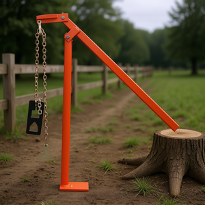Fence Post <b>Puller</b> 36 Inch With Hoist Chain Steel Winch Bar Orange For Fence Post Removal - Product Image 2