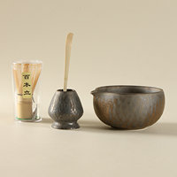 Bol à matcha en céramique rustique de style japonais, origine Dehua, de la marque Kuuta Ware, finition émail rouille, avec support pour fouet à thé, ensemble de thé Kung Fu, style rétro et luxe léger.