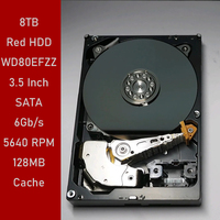 8TB Red Internal Refurbished Low Noise NAS HDD WD80EFZZ 5640 RPM 128MB Cache SATA 3.0 6GB/s Interface Penyimpanan Jaringan Rumah SMB