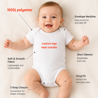 Personnalisé 100% Polyester Bébé Barboteuses Vêtements Confortable À Manches Courtes Plaine Blanc Nouveau-Né Bébé Body Onesie pour Garçon Fille